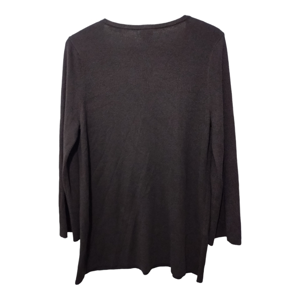 Chicos Black Pullover‎ Flutter Sleeve Tunic Sweater Size 1 or US M - Picture 2 of 8